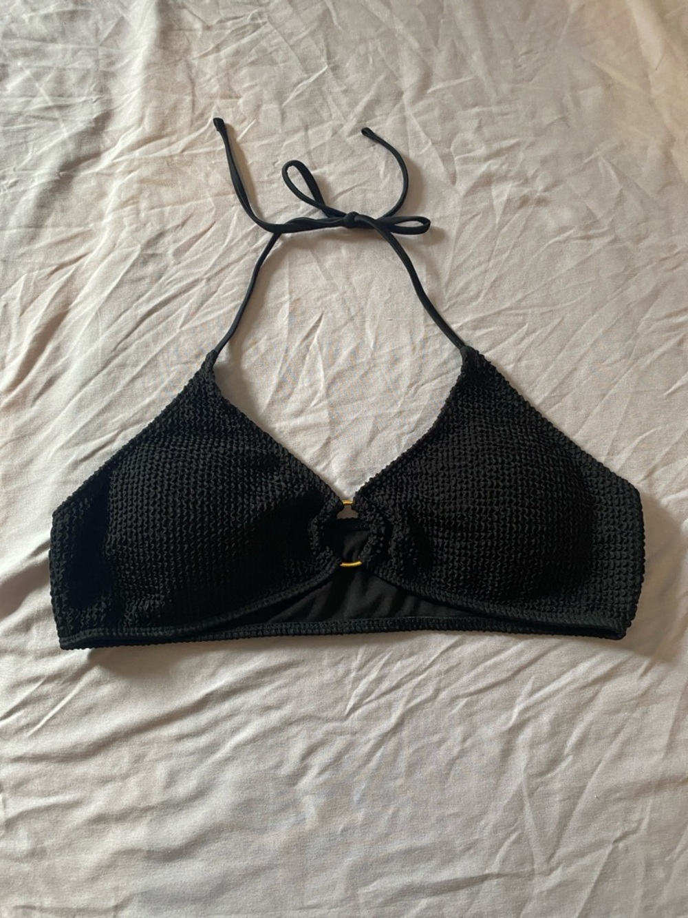 Black Crochet Halter Bikini Top